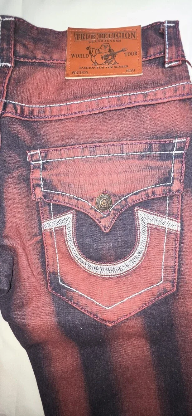 NWT True Religion Men's Red Wash Distressed Size 32 Billy Big T Made In USA